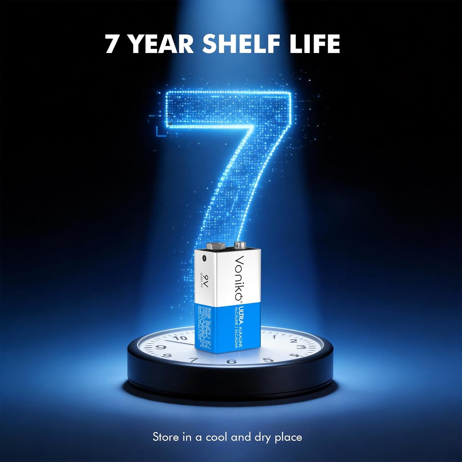 9V Batteries - Alkaline 9V Battery 4 Pack - Ultra Long Lasting with a 7 - Year Shelf Life