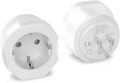 1 Pack European to US Plug Adapter,  EU to US Adapter, Europe to USA Travel Converter for Most of EU Spain France Type C E F Plugs to America